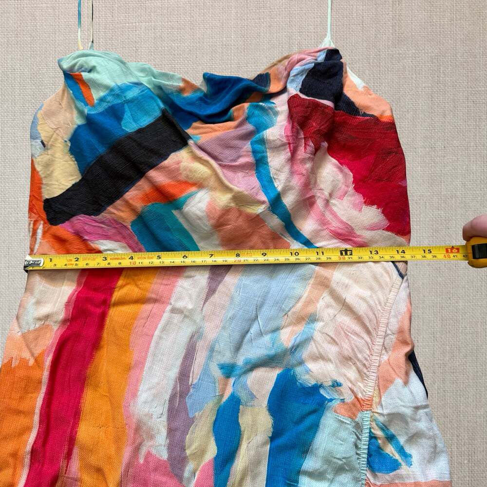 Anthropologie Abstract Dress Painterly Y2K Cowl Neck Midi - 8 - Picture 8 of 12